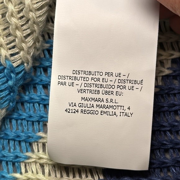 WEEKEND Max Mara 100% Linen Venusia Scoop Neck Crop Sweater Chevron Women's sz M - Picture 12 of 12